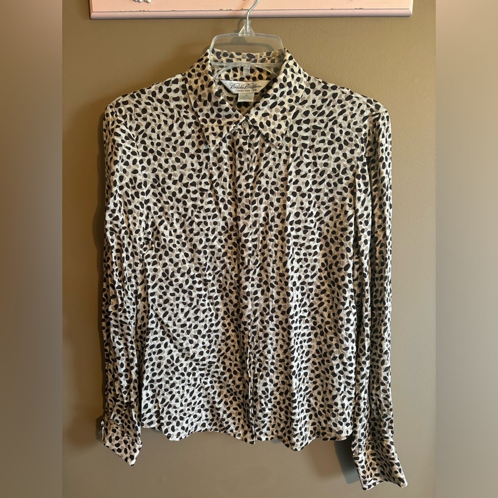 Brooks Brothers 100% Silk Animal Print Blouse, size 10
